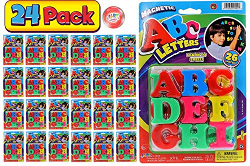 JA-RU ABC Magnetic Letters Party Favor Bundle 24 Pack Learning Letter Best Alphabet Magnet for Refrigerator Fun   Spelling Games Toys 1405-ABC-24-p