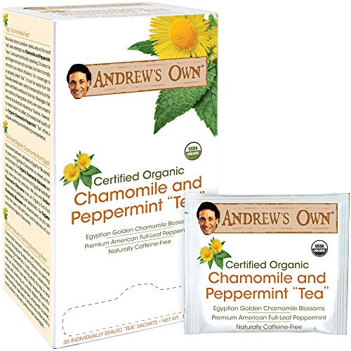 Andrew Lessman Tea - Chamomile and Peppermint Tea 90 Sachets - Blend of Certified Organic Golden Chamomile Blossoms and Premium Whole-Leaf Peppermint- Refreshing  Calming- Caffeine-Free