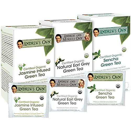 Andrew Lessman Tea - Variety Pack - Green Tea Variety Kit - 30 Sachets Each of Jasmine-Infused Green Tea  Earl Grey Green Tea  Peppermint Green Tea- Rich in Healthy EGCG- No Bitter Aftertaste