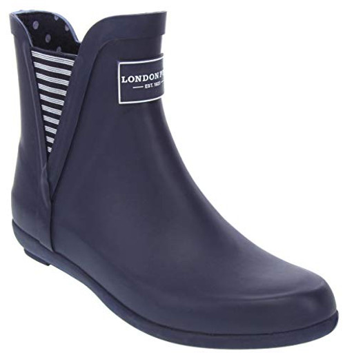 LONDON FOG Womens Piccadilly Rain Boot Navy 8 M US