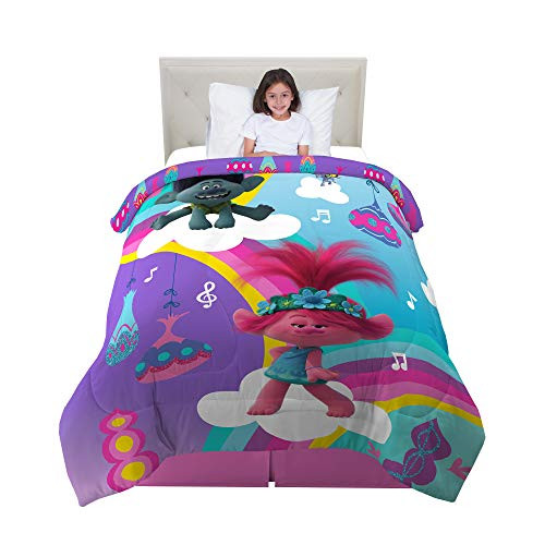 Franco Kids Bedding Super Soft Microfiber Reversible Comforter  Twin-Full Size 72  x 86   Trolls World Tour