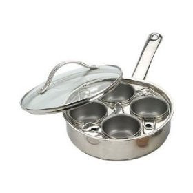 RSVP International Endurance Stainless Steel 4-Egg Poacher,Silver