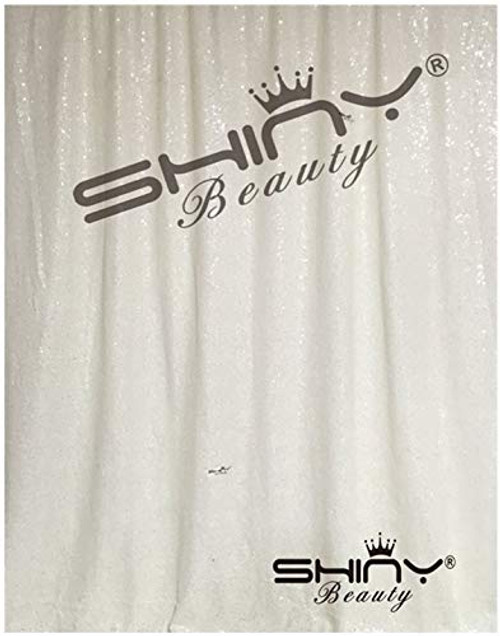 Sequin Backdrop Curtain 8FTx10FT-White-Shimmer Sequin Fabric for Anniversary Decor