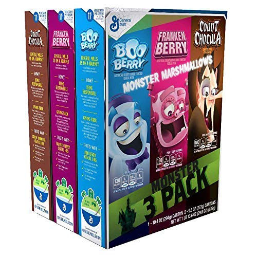 General Mills Monster Cereal 3-Pack with Monster MarshmallowsBoo Berry  Franken Berry  Count Chocula 29-6 Ounce-SET OF 2