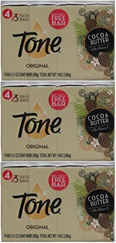 Tone Bath Bars Cocoa Butter  Original  3-5 Oz  4 Count  Pack of 3 12 Bars Total