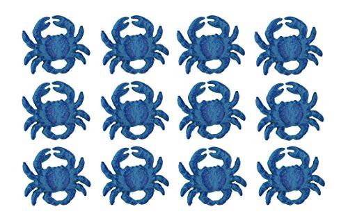 Set of 12 Distressed Finish Coastal Blue Cast Iron Crab Drawer Pulls