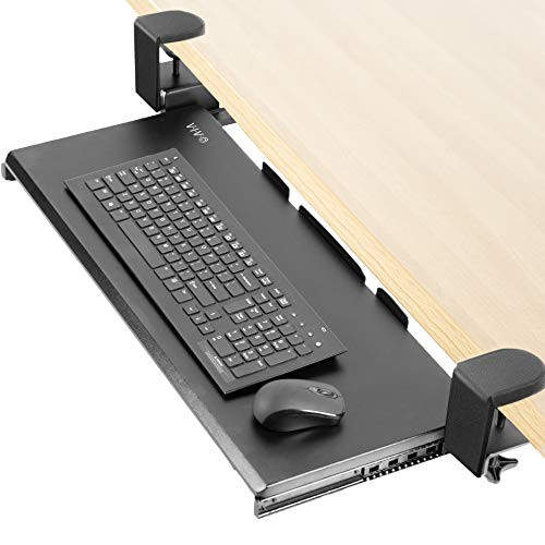 VIVO Large Keyboard Tray Under Desk Pull Out with Extra Sturdy C Clamp Mount System  Black 27 x 11 inch Slide-Out Platform Computer Drawer for Typing and Mouse Work MOUNT-KB05E