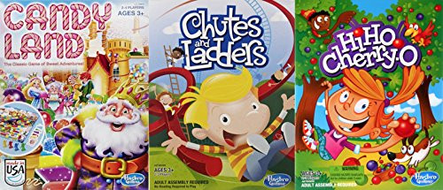 Christmas Candy Land, Chutes and Ladders and Hi Ho Cherry-O Board Game Bundle