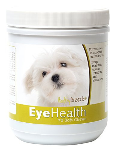 Healthy Breeds  Dog Eye Care Support for Maltese  Over 80 Breeds  Soft Chew Supplement  75 Count