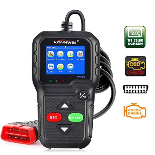 GCARTOUR Automotive OBDII Code Reader OBD2 Car Diagnostic Scanner Full OBD2/EOBD Functions Car Scan Tool Vehicle Engine Fault Scanners Extra BAT Check, O2 Sensor, On-Board Monitoring Test