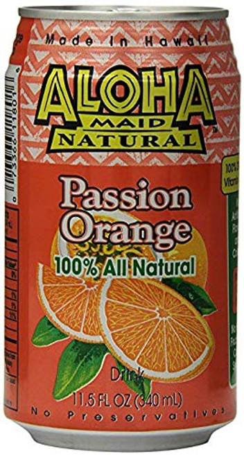 CASE OF 24 - ALOHA MAID 100  ALL NATURAL JUICE DRINK  MAKE IN HAWAII PASSION ORANGE