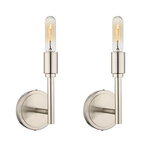 Phansthy Industrial Wall Sconce Set of Two 1-Light Bathroom Vanity Light Sconce Wall Lighting Brushed Nickel