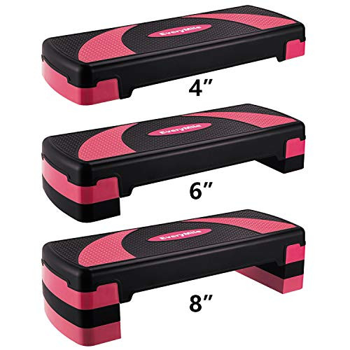 EveryMile Workout Aerobic Stepper  4 6 8 Levels Height-Adjustable Exercise Step Platform  31Inch Fitness Step for Exercise  Nonslip Stepper Trainer Risers Deck Sports Accessory
