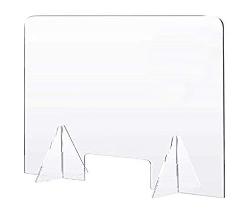 Freestanding Protective Sneeze Guard Panel Clear Acrylic Shield Plexiglass Barrier for Counters  Reception Desk  Food Screen  Transaction Window  Barrier Against Cough   Sneezing 32 24