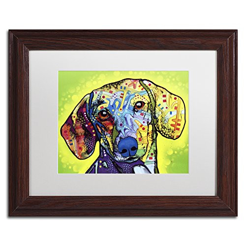 Trademark Fine Art Dachshund by Dean Russo, White Matte, Wood Frame 11x14-Inch