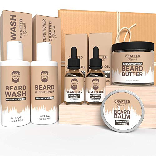 Beard Care Kit - Crafted Beards Ultimate Beard Grooming Bundle - Sandalwood Bourbon - Beard Wash - Beard Conditioner - 2 Beard Oils - Beard Butter - Beard Balm - Best Gift for Men Beard Care Kit - Crafted Beards Ultimate Beard Grooming Bundle - Sandalwood Bourbon - Beard Wash - Beard Conditioner - 2 Beard Oils - Beard Butter - Beard Balm - Best Gift for Men
