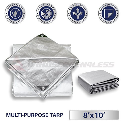 Windscreen4less 12  x 24  Heavy Duty 10 Mil Waterproof Silver Poly Tarp