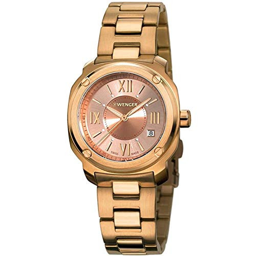 Wenger Edge Roman Quartz Movement Rose Gold Dial Ladies Watch 01-1121-112