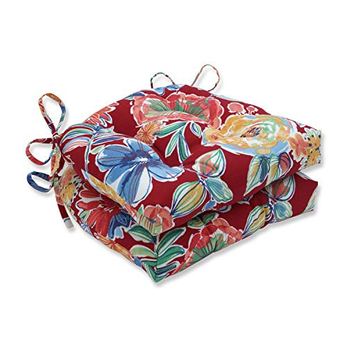 Pillow Perfect Outdoor-Indoor Colsen Berry Chair Pads  15-5  x 14-5   Red  2 Pack