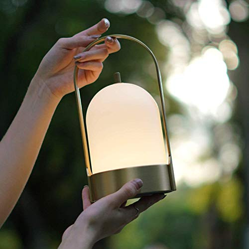 Tubicen Portable LED Lamp with USB Port  3-Level Dimmable Touch Table Lamp  4000mAh Battery Powered Nightstand Lamp  Smooth Handle Comfortable to Hold for Bedroom  Camping  Hiking  BBQ  Brass