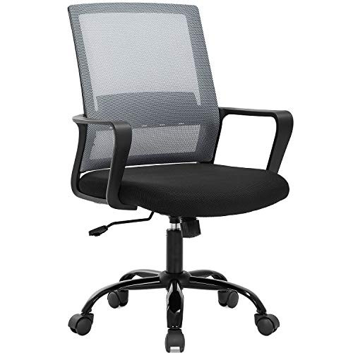 Home Office Chair Ergonomic Desk Chair Swivel Rolling Computer Chair Executive Lumbar Support Task Mesh Chair Adjustable Stool for Women Men Grey