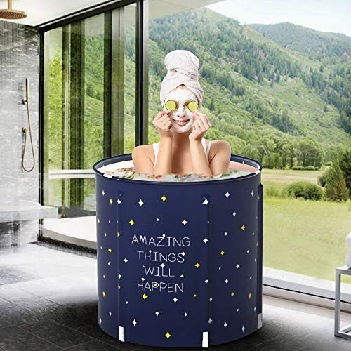 Portable Bathtub  Ustar Separate Family Bathroom SPA Tub  Soaking Standing Bath Tub for Shower Stall  6 Layer PVC SPA Freestanding Bathtub for Adult Large