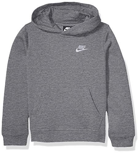Nike Boy s NSW Pull Over Hoodie Club  Carbon Heather-White  Large