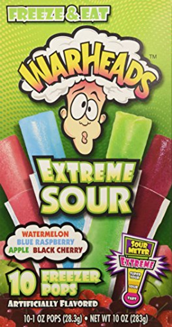Warheads Extreme Sour Freezer Pops Freeze and Eat 10 Pops Pack of 2 -20 Pops Total-