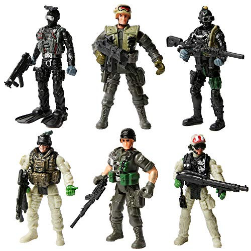 PROLOSO Military Soliders Playset Army Men Toy Special Forces Action Figures SWAT Rangers 6 Pcs