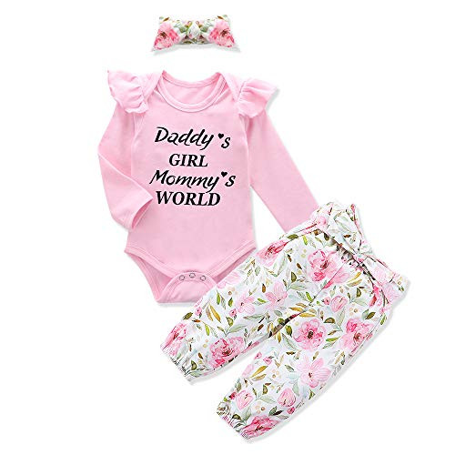 Newborn Baby Girl Clothes 3-6 Months Baby Clothes Girl Infant Cute Baby Girl Outfits 3PC Set Light Pink
