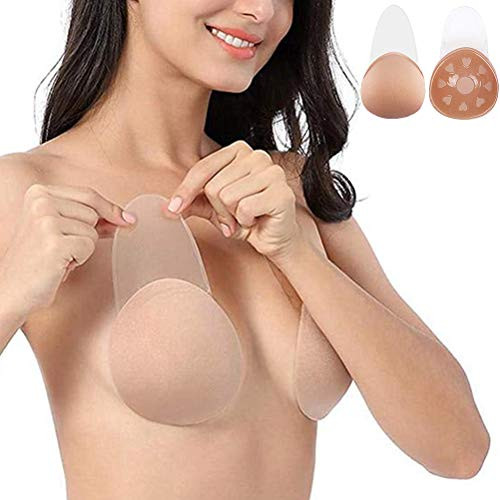 TITU Adhesive Bra Invisible Strapless - Push Up Backless Sticky Bra for Women M Black