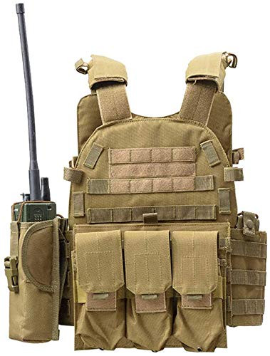 DMAIP Hunting Molle Tactical Vest Combat Security Training Tool Pouch Modoular Protective Durable Waistcoat for Outdoor Paintball CS Game Airsoft Clim