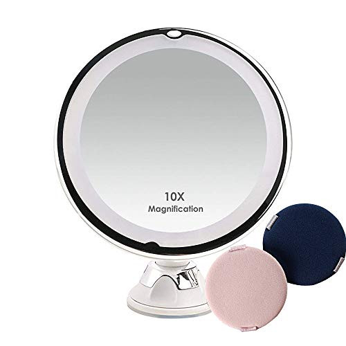 Daylight LED 10X Magnifying Makeup Mirror 8 0 Large Lighted Travel Make up Vanity Mirror Magnifier with Dimmable Lights  Cordless  Locking Suction  S