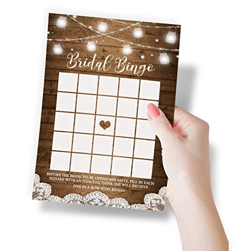 Rustic Bingo Game | Set of 50 Cards | Bridal Shower Game and Activity | Unique, Fun and Easy to Play