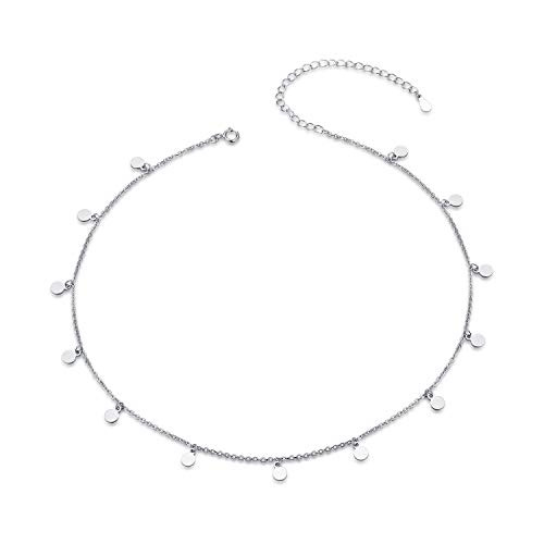 S925 Sterling Silver Dot Choker Short Dainty Necklace for Women Jewelry