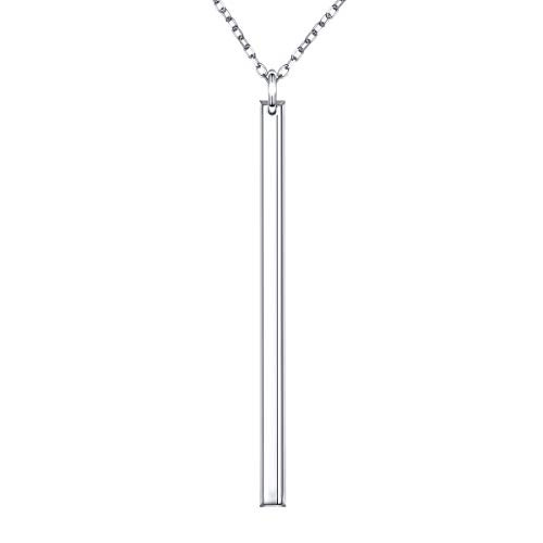 Long Chain Vertical Bar Y Necklace S925 Sterling Silver Pendant for Women Statement Jewelry Long Chain Vertical Bar Y Necklace S925 Sterling Silver Pendant for Women Statement Jewelry