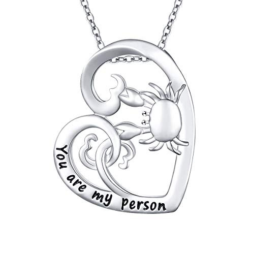 Alphm Sterling Silver Heart Love Cute Necklace Pendant for Women Ocean Crab S925 Alphm Sterling Silver Heart Love Cute Necklace Pendant for Women Ocean Crab S925