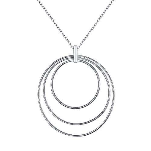 Long Chain Necklace S925 Sterling Silver 3 Circle Large Pendant for Women Statement Jewelry Long Chain Necklace S925 Sterling Silver 3 Circle Large Pendant for Women Statement Jewelry