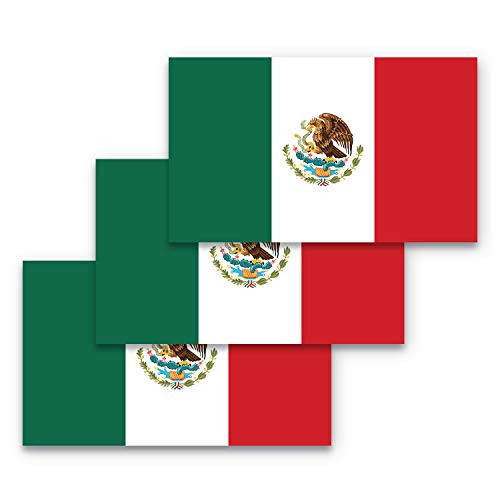 3x5 Mexican Flag Sticker Mexico Sticker 3- Pack Durable  Waterproof Materials Mexico Flag Sticker Mexican Sticker Mexico Bumper Sticker Mexico Flag St