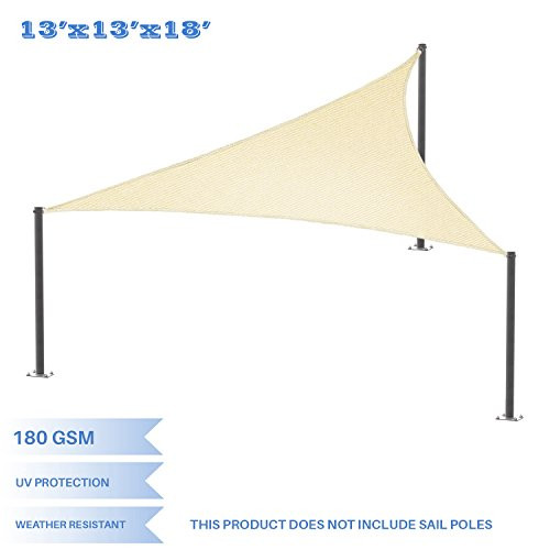E&K Sunrise 13' x 13' x 18.4' Sun Shade Sail -Beige Right Triangle UV Block Durable Awning Perfect for Canopy Outdoor Garden Backyard-Customized