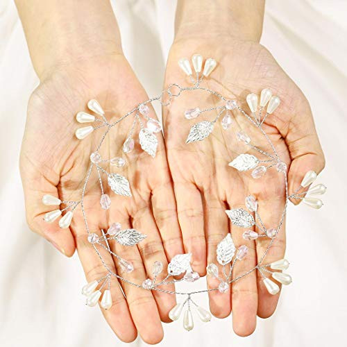 Brishow Bride Leaf Wedding Hair Vine Bridal Pearl Headpiece Hair Accessories for Women and Girls Brishow Bride Leaf Wedding Hair Vine Bridal Pearl Headpiece Hair Accessories for Women and Girls