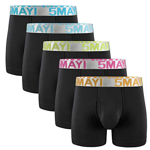 5Mayi Mens Underwear Boxer Briefs Cotton Mens Boxer Briefs Underwear Men Pack Open Fly Pouch S