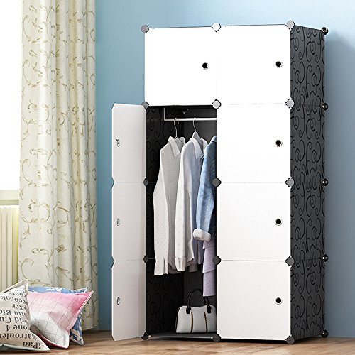 JOISCOPE Portable Wardrobe for Hanging Clothes  Combination Armoire  Modular Cabinet for Space Saving  Ideal Storage Organizer Cube for Books  Toys  T