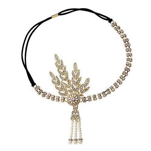 BABEYOND 1920s Flapper Headband Great Gatsby Inspired Headpiece 1920s Flapper Gatsby Accessories Art Deco Hair Accessories Headband -Gold-