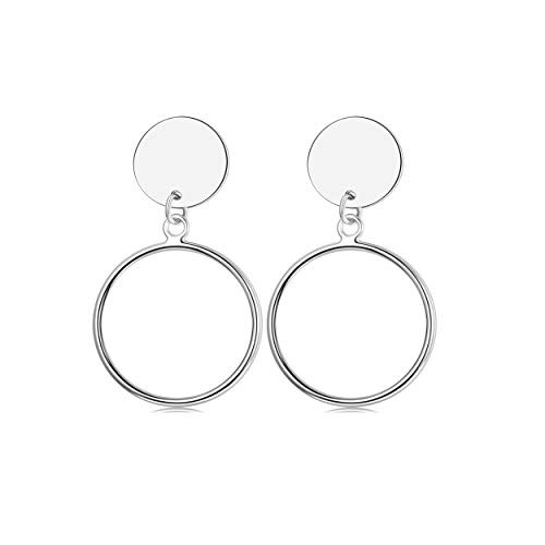Sllaiss 925 Sterling Silver Double Circle Disc Drop Earrings Geometric Round Dangle Earrings for Women Lightweight Statement Earrings Sllaiss 925 Sterling Silver Double Circle Disc Drop Earrings Geometric Round Dangle Earrings for Women Lightweight Statement Earrings
