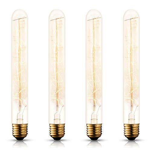 Asgens Vintage Edison Bulb T9 -T185- E26 Medium Base Lamp  Tubular Unique Designs  Decorative Light Bulb for Wall Sconces  Pendant Lantern Industrial