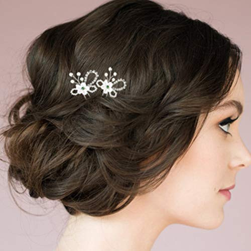 Aukmla Bride Wedding Hair Pins Flower Bridal Hair Piece Crystal Rhinestones Hair Accessories Pearls Headpiece for Women HP-28 Aukmla Bride Wedding Hair Pins Flower Bridal Hair Piece Crystal Rhinestones Hair Accessories Pearls Headpiece for Women HP-28
