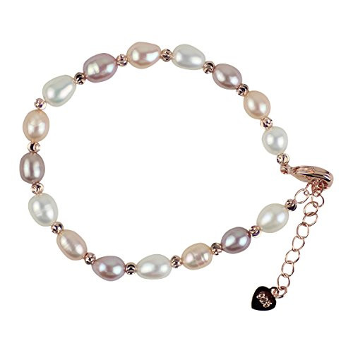 Merdia Sterling Silver Pearl Bracelet Freshwater Cultured Rice Shaped Pearl Merdia Sterling Silver Pearl Bracelet Freshwater Cultured Rice Shaped Pearl