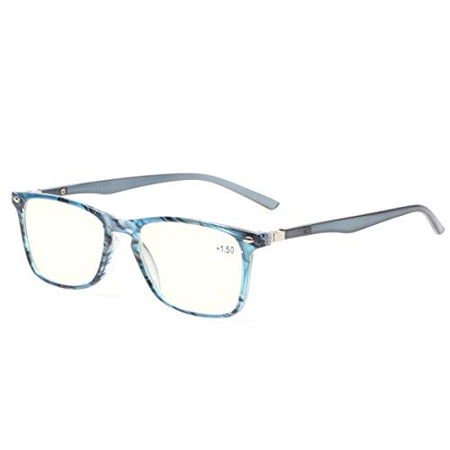 Computer Reading Glasses Blue Light Blocking Readers Men and Women Glasses of Reading -Blue Stripe  0 5-