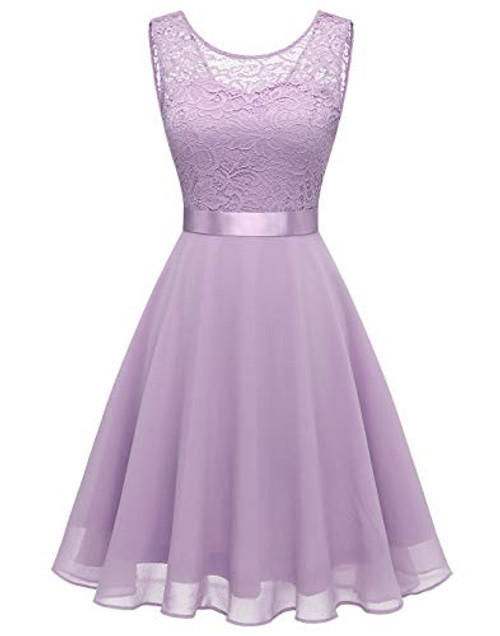 BeryLove Womens Short Floral Lace Bridesmaid Dress A-line Swing Party DressBLP7005Lavender2XL BeryLove Womens Short Floral Lace Bridesmaid Dress A-line Swing Party DressBLP7005Lavender2XL